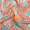 1 Yard Turquoise Peach and Orange Ornamental Gardens Crinkled Silk Chiffon Sheer Lightweight, 54 Inches Wide